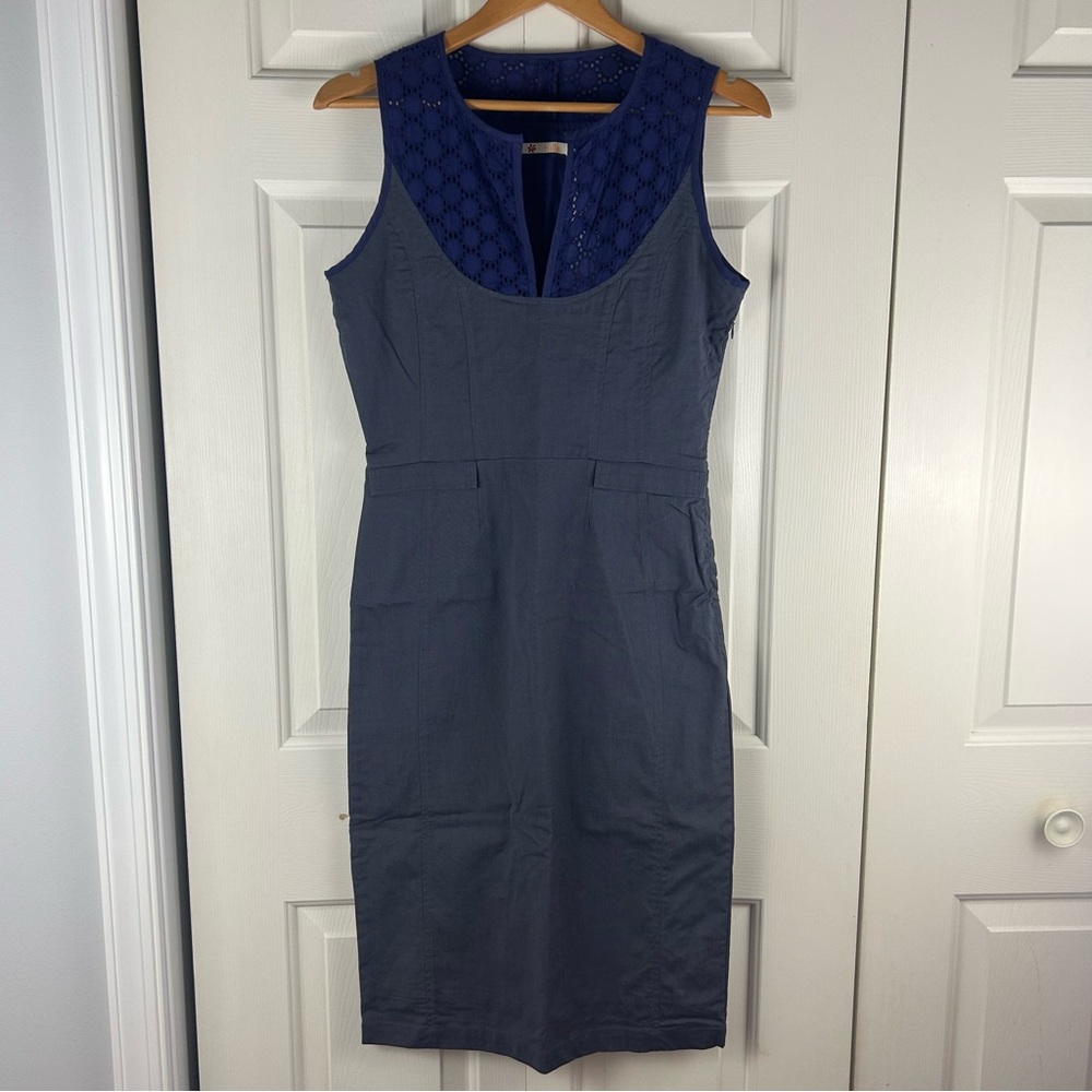 Tulle Sheath Dress Size Small Blue Eyelet